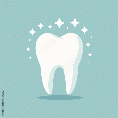 Shiny White Tooth with Sparkles – Dental Health and Hygiene Illustration