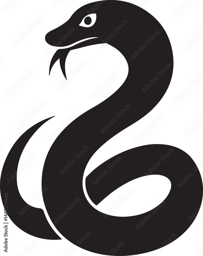 Fototapeta premium snake silhouette, black and white silhouette, vector and&nbsp;illustration