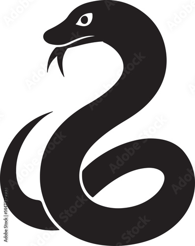 snake silhouette, black and white silhouette, vector and illustration