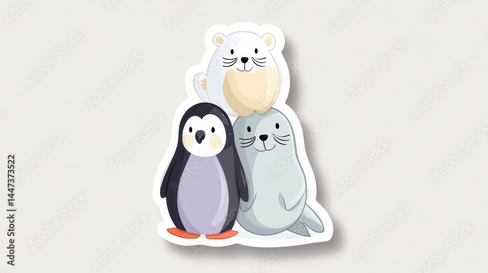 Fototapeta premium Cute Animal Cartoon Trio