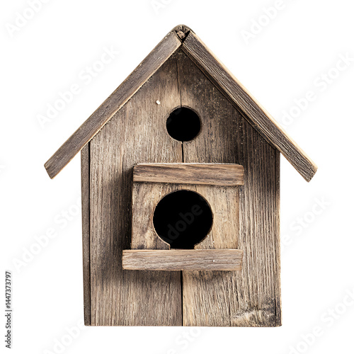 Wooden birdhouse with round entrance png