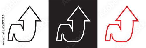 Wide red arrow icon.  Vector for websites, mobile interfaces, presentations, banner, visual branding etc. Vector illustration. isolated on white and black background. EPS 10