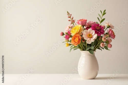 Wallpaper Mural A vibrant bouquet of multicolored blossoms arranged in a simple, elegant vase, showcasing a delightful springtime aesthetic. Torontodigital.ca