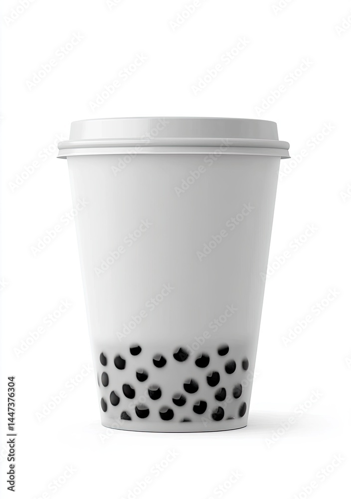 Blank disposable cup with tapioca pearls