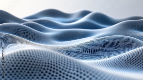 Abstract Blue Wavy Grid Pattern Surface Texture