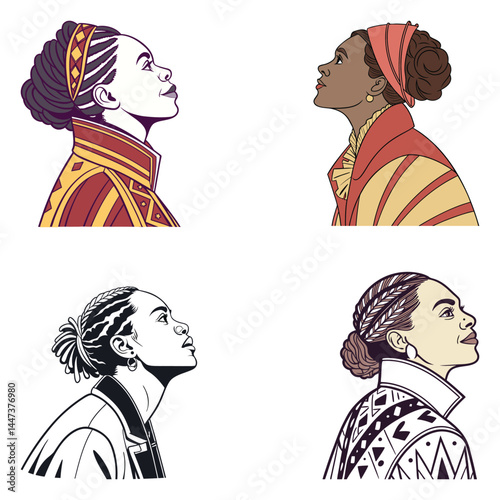 bundle queen head art and illustrator eps 10 with white background