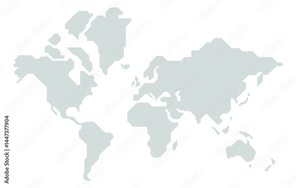 Obraz premium Simplified vector illustration of world map in gray color