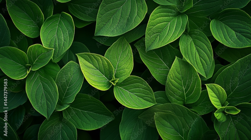 Green leaves have a distinct surface pattern. This image shows the texture of a leaf.
