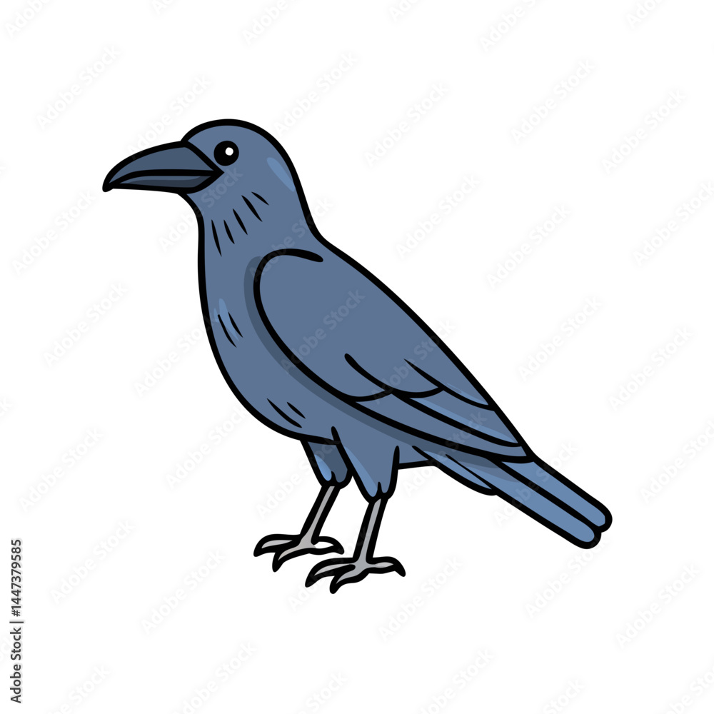 Obraz premium Illustration of a crow bird raven blackbird corvus birdwatching ornithology wildlife nature drawing