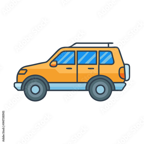 Illustration of orange suv car vehicle automobile transport automotive design travel trip journey