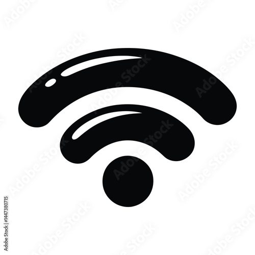 Wi-Fi Symbol Doodle funny, Silhouette, Vector, Icon, Logo, White Background.