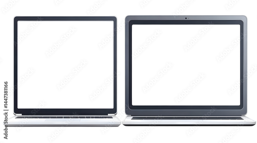 Two Realistic Laptops With Transparent Background Two Realistic Laptops With Transparent Background