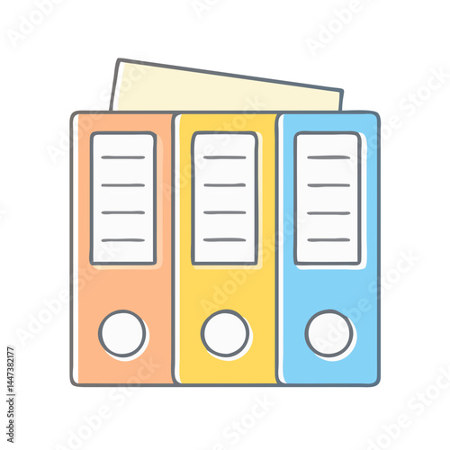 Colorful office folders file documents organization business data information management system record keeping 90s