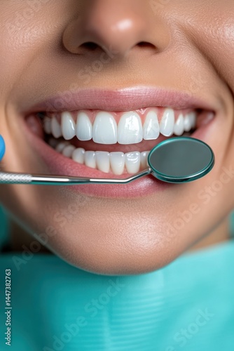 Bright smile shown during dental check-up with tools and professional care in a modern clinic. National I Love My Dentist Day