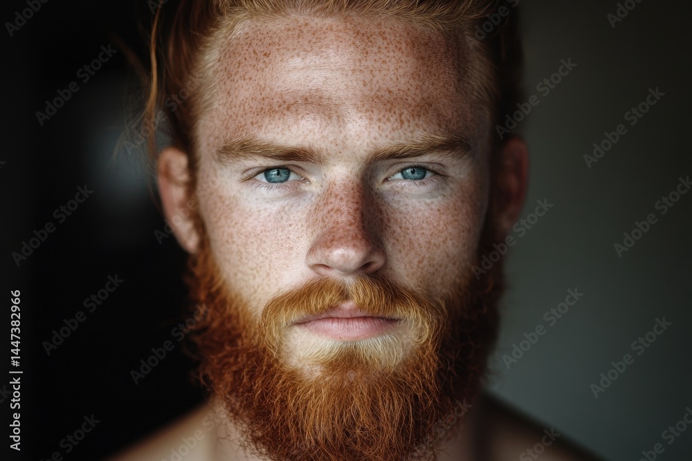 Obraz premium Men With Beard. Portrait of a Handsome Adult Man with Red Hair and Freckles