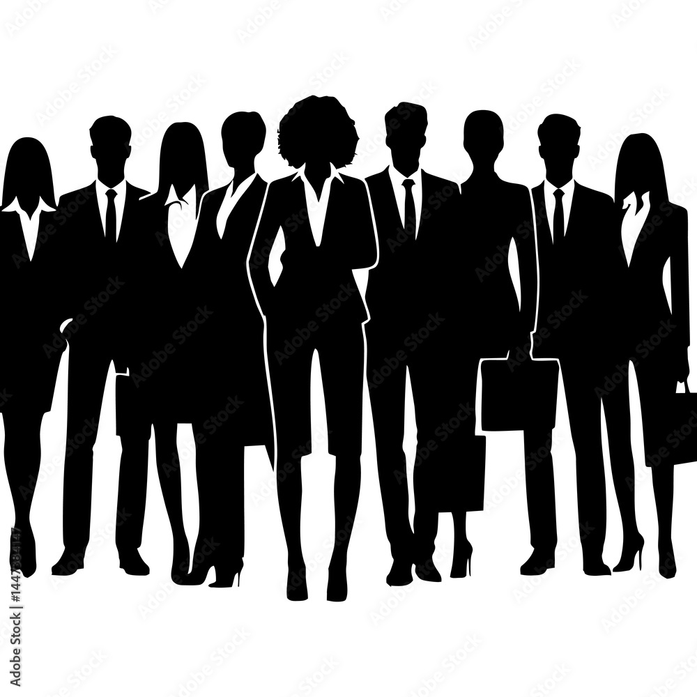 Vector of Standing Professionals in Silhouette Style Vector of Standing Professionals in Silhouette Style