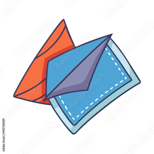 Illustration of colorful origami paper folded artfully for creative diy paper crafts project