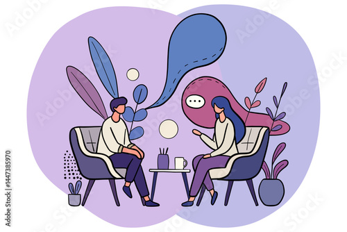 Psychological Consultation and Mental Health Support Illustration.
