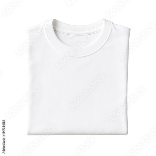 Classic and versatile pristine white short sleeve t-shirt, neatly folded, ideal for apparel display. photo