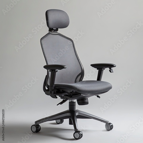 Chair with self-adjusting lumbar and headrest positions.