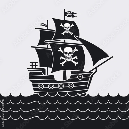 pirate ship on black water