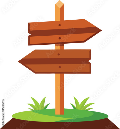 direction arrow wooden road sign board vector, vector and illustration, vector style