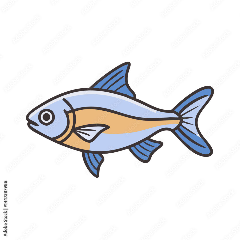 Isolated neon tetra fish vector illustration for aquarium fish species identification and care guide Isolated neon tetra fish vector illustration for aquarium fish species identification and care guide