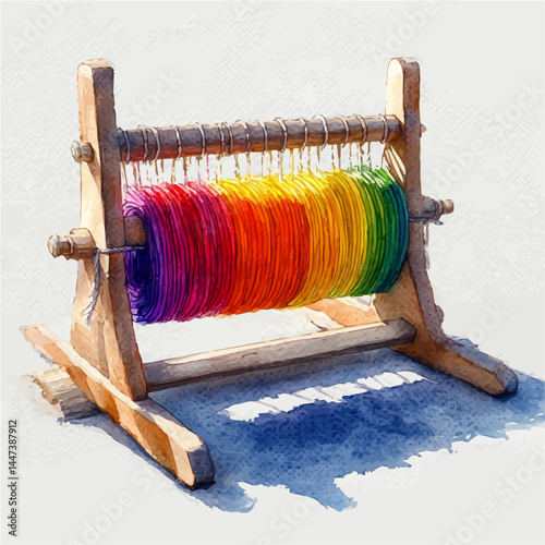 Native American Beadwork Loom, watercolor vector, isolated on a white background.