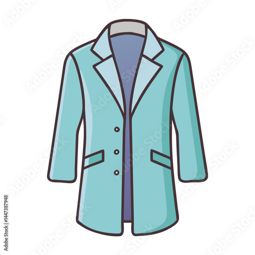 Stock vector graphic of a light blue lab coat for medical professionals and scientists wear