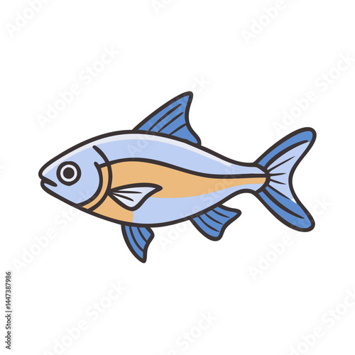 Isolated neon tetra fish vector illustration for aquarium fish species identification and care guide