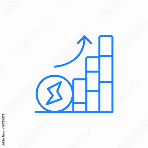 bar graph showing growth rising chart diagram icon sign vector