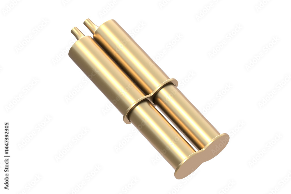 Fototapeta premium Golden two-component epoxy resin adhesive in syringe isolated on white background. 3d render