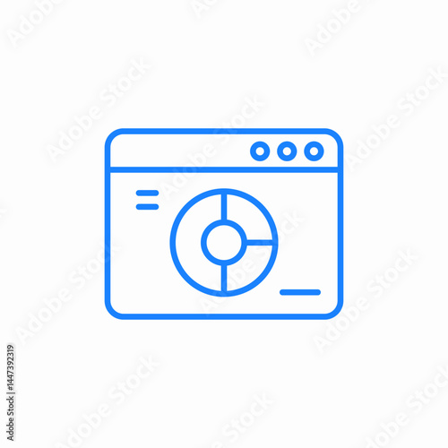 browser window or webpage with pie chart icon sign vector