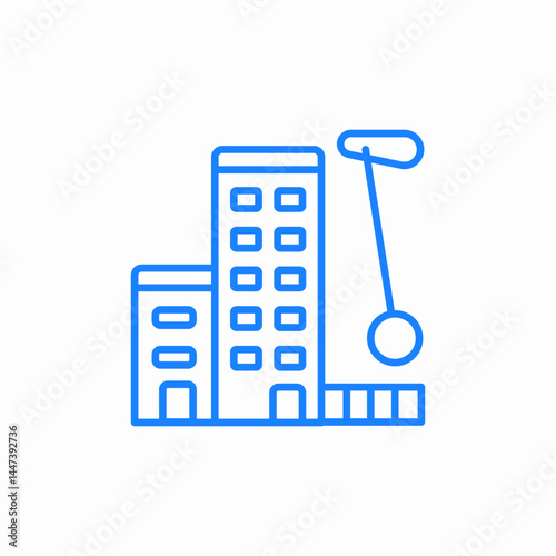 building demolition with wrecking ball icon sign vector