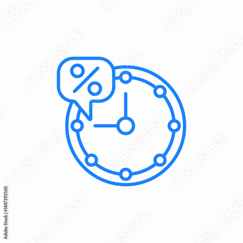 clock and cloud with percentage in financial terms icon sign vector