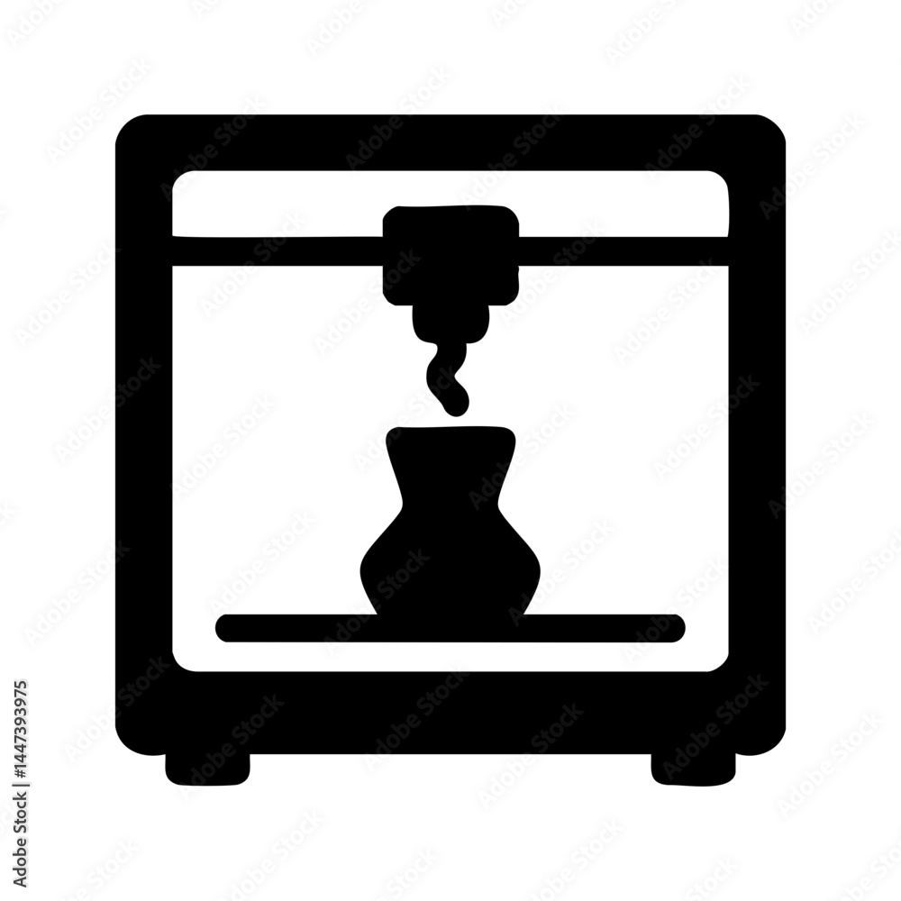 3D printer icon for smart manufacturing and digital fabrication 3D printer icon for smart manufacturing and digital fabrication
