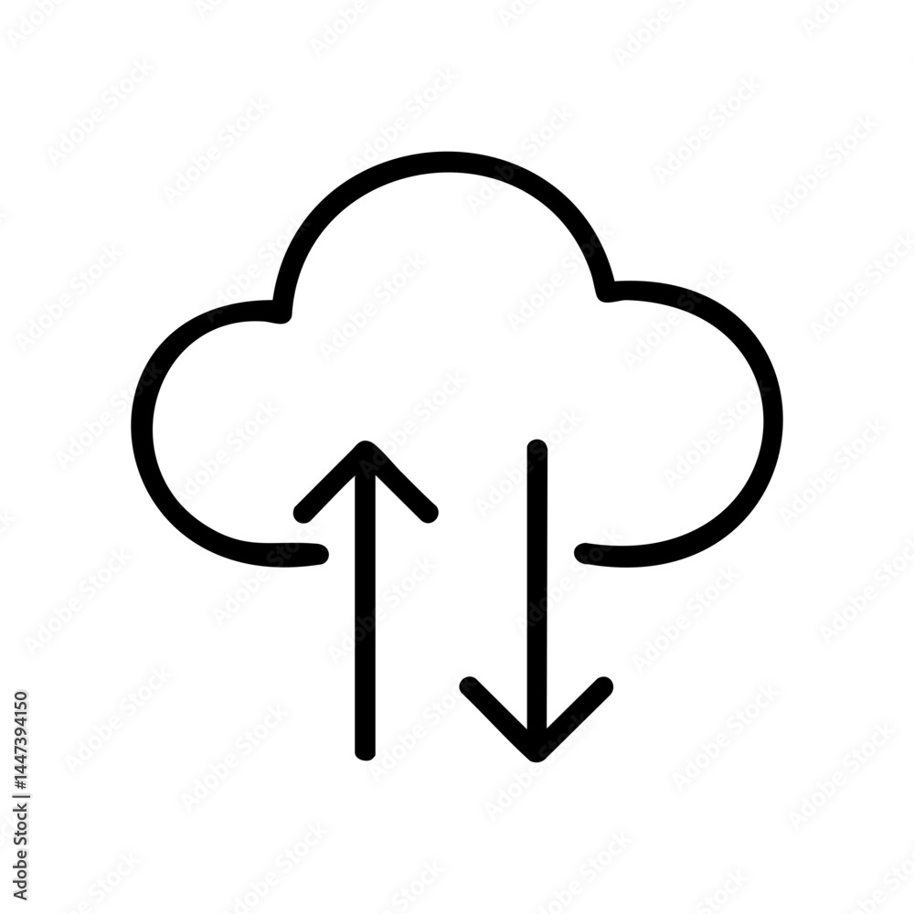 Cloud computing icon with upload and download arrows Cloud computing icon with upload and download arrows