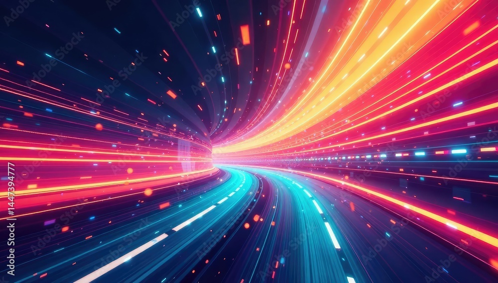 Obraz premium Abstract swirls of vibrant color creating a dynamic race track pattern , track, spiral