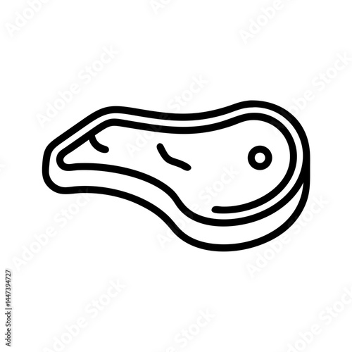 Simplistic Icon of a Steak Cut in Black Outline Style

