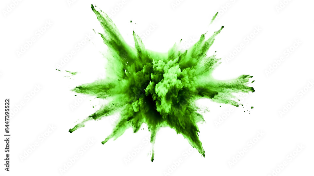 Fototapeta premium Vibrant Green Powder Explosion Isolated Background Illustration