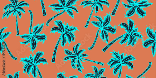 seamless background with palm trees
