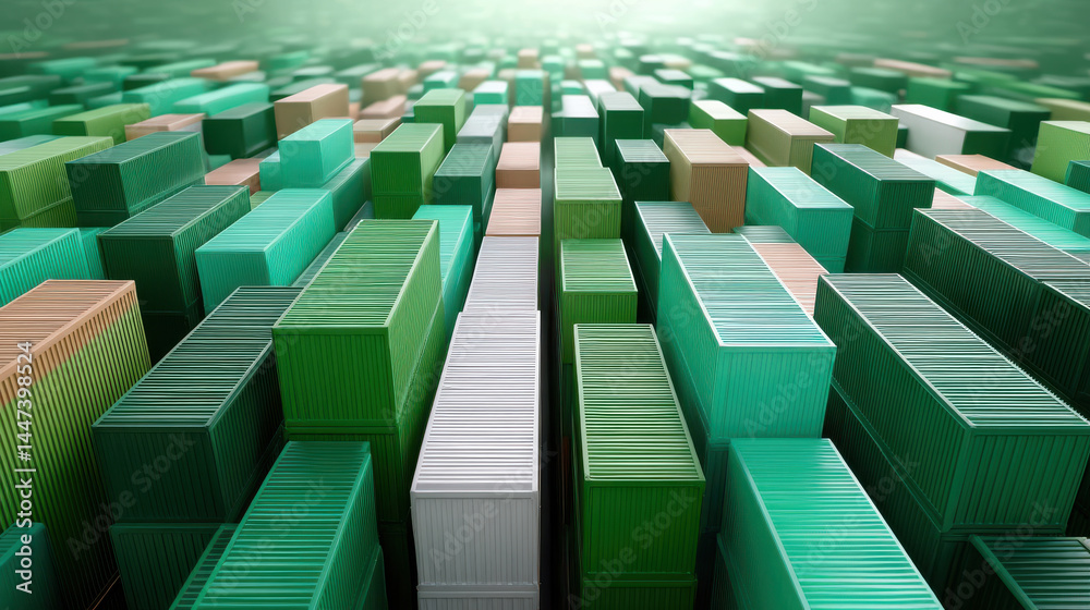 Obraz premium Efficient logistics import strategies are shown with colorful shipping containers organized in modern port for global trade