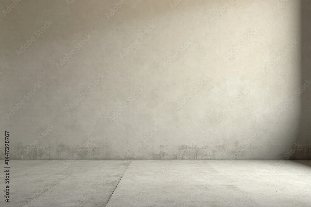 Empty Room with Light Grey Walls and Floor, Ready for Design and Presentation