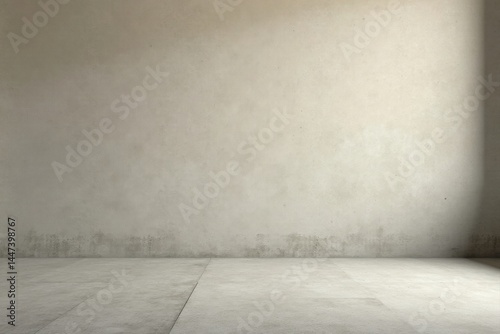 Obraz na płótnie Empty Room with Light Grey Walls and Floor, Ready for Design and Presentation w salonie