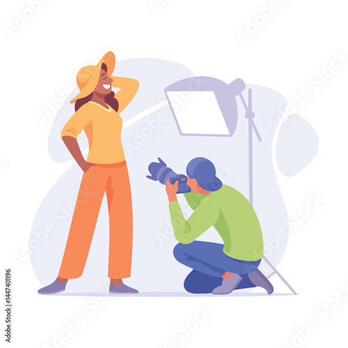 A Professional Photoshoot Featuring a Model in a Creative Studio Setting Environment