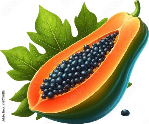 papaya fruit on a white background