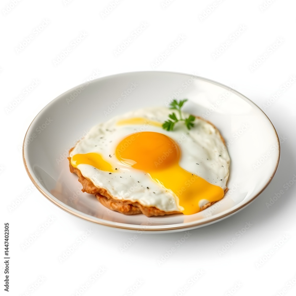 fried egg on a saucer with a white background fried egg on a saucer with a white background