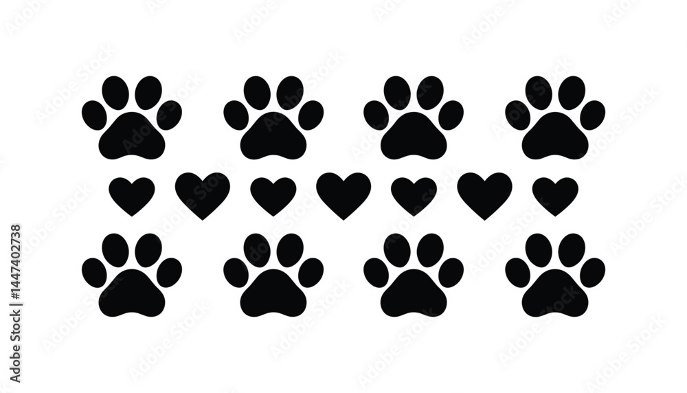 Fototapeta premium heart with dog paw vector illustration isolated on white background