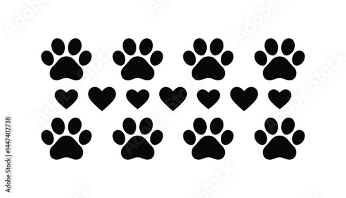 heart with dog paw vector illustration isolated on white background