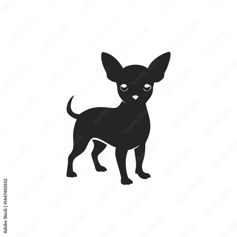 Silhouette of a standing chihuahua dog pet Silhouette of a standing chihuahua dog pet